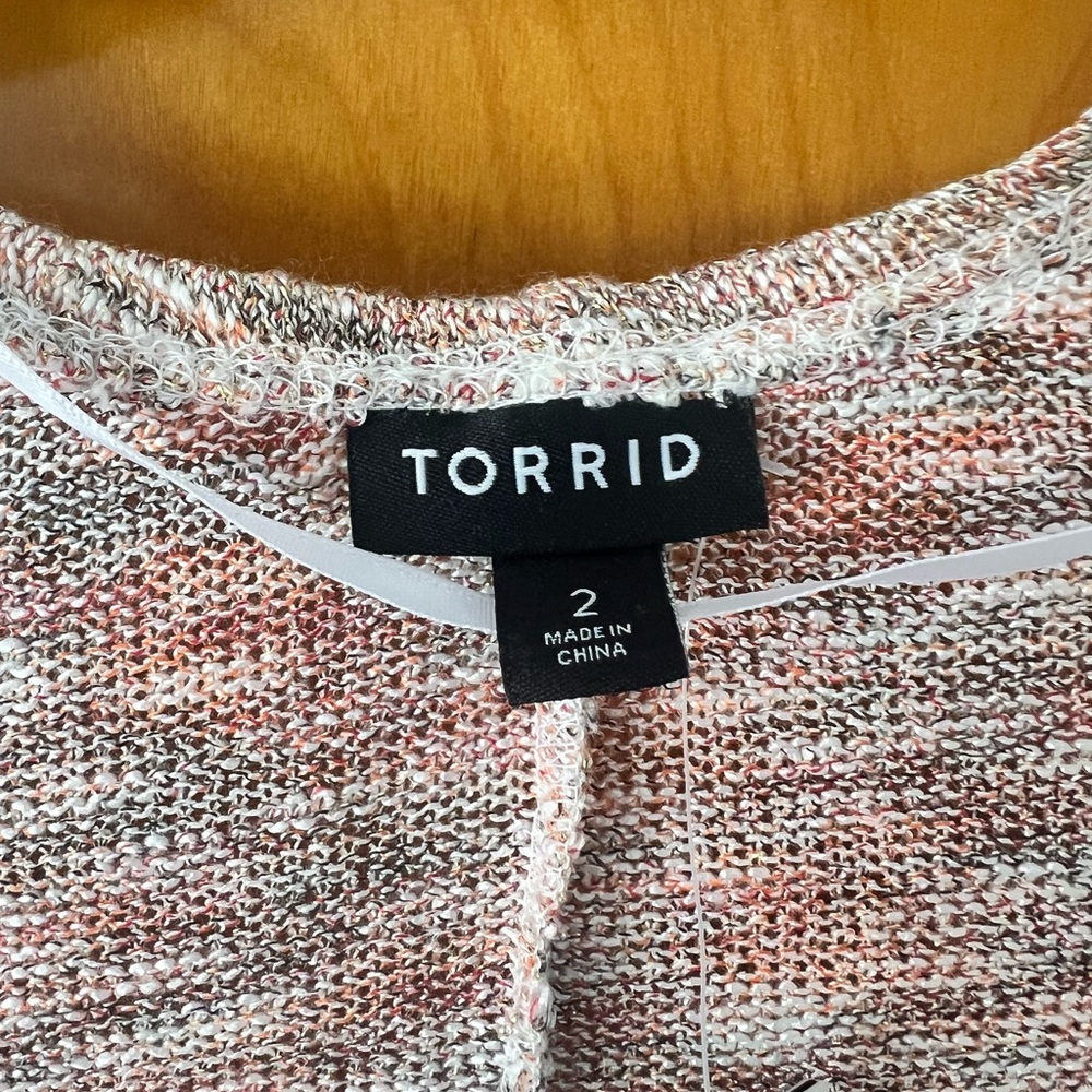 Torrid Multi Space Dye Hacci & Lurex Dolman Cardigan 2X NWT - Picture 7 of 9